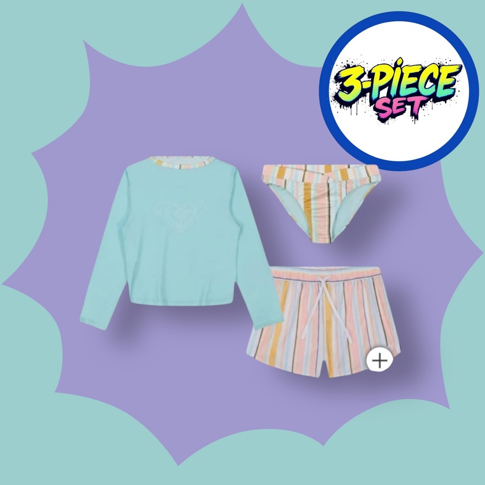 NWT Roxy 3-piece girls swim set